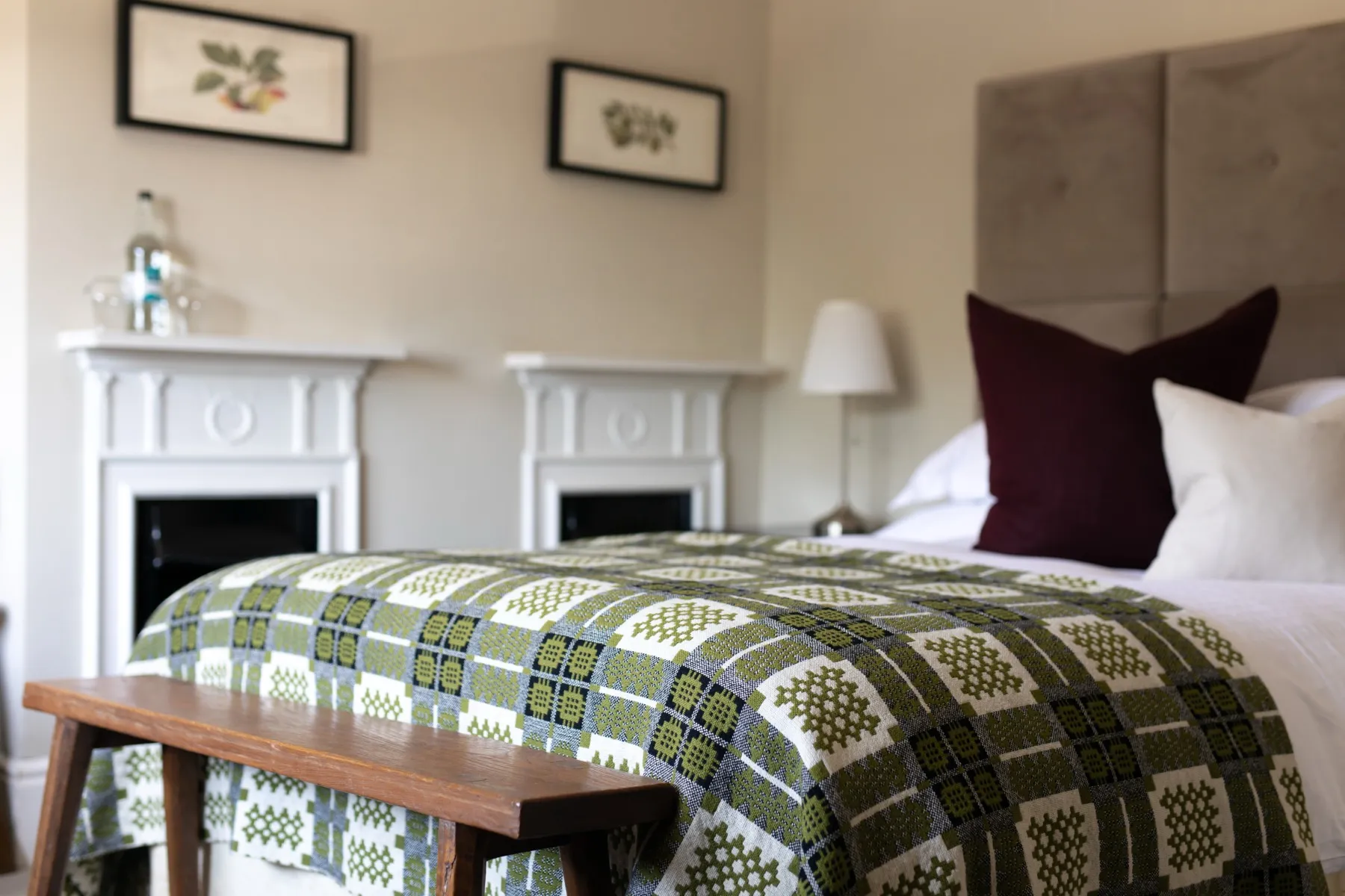 The Double King room with period fireplaces at The Richmond Arms